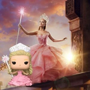 Funko Pop Wicked Glinda In Pink Bubble Gown With Protective Cover! New Fast Ship